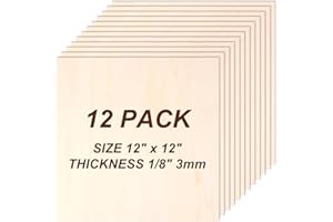 Philorn 12Pcs Plywood Sheets, Unfinished Basswood Sheets Boards for Woodcraft Model, Craft Balsa Wood, Painting, Engraving, Stenciling, Home Decor (12pcs 300 * 300 * 3mm)