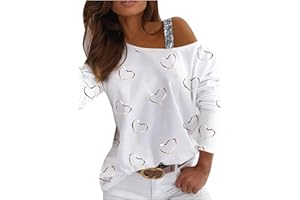 VEMOW Blusas y Camisas de Manga Larga/Corta para Mujer Sin Tirantes, 2021 Impresión de Rayas/Corazón Casual Fiesta T-Shirt Primavera Otoño Básico Camisa Jersey Tops