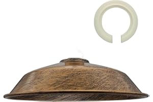 LEDSone 1 pantalla de lámpara colgante de techo de cobre cepillado de estilo retro, fácil de instalar, 26 cm, aspecto industrial vintage (placa reductora gratis)