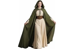 keland Renaissance Umhang mit Kapuze Damen Mittelalterlicher Kapuzenumhang mit Ärmellöchern für Halloween (Armeegrün)