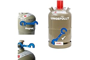 CAGO Camping Gas-Flasche (Leer) - Befüllbarer 11kg Gas-Behälter mit Gasregler-Schlüssel mit Magnet für Grill, Kocher, Wohnwagen, Heizung etc.