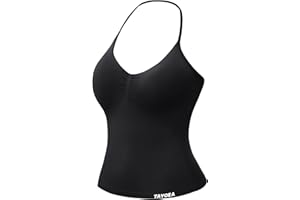 TAYOEA Tank Top Damen Bauchfreies Oberteil mit V-Ausschnitt Rückenfreies Crop Top mit Integriertem Pads Damen für Yoga Gym