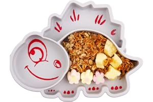 QSHARE Baby Suction Plate,Silicone Toddlers Plate, Non Slip Divided Placemat and Bowl for Baby, Portable Fit Most High Chair Tray, BPA-Free Dishwasher & Microwave Safe Kid Feeding Weaning Plate