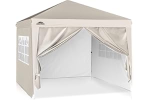 Eagle Peak Pop-up Tente de réception 3m x 3m avec 4 cotés Amovibles, Gazebo tonnelle Pliable avec paroies latérales, Facile à Installer (Beige)