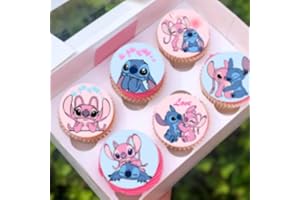 Anglesit 24 x Pre-Cut Edible Stand up Wafer/Rice Paper Cupcake Cake Dessert Toppers Birthday Children's Kids Party Decorations