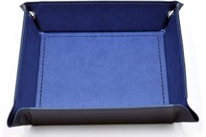 HDdais Dice Tray - Eco Friendly PU Leather Collapsible Catchall Change Key Wallet Coin Box Tray (Blue)