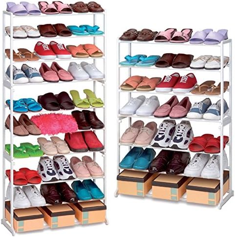 Tier Shoe Rack Storage Organiser Stand Shelf Pairs Shoe Trainers. (7 Tier - White)
