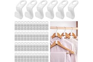 TAIHOBO 50 sztuk wieszaków łączących na ubrania, białe wieszaki na ubrania, oszczędność miejsca, dla dzieci i dorosłych, oszczędzające miejsce wieszaki na ubrania z tworzywa sztucznego, do organizera