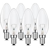 Caldarax E14 Dimmable Candle Bulbs, Candle Shape Bulb 2700K Warm White, AC 220-240V, 600 Lumens, Clear C35 Lamp, for Chandeli