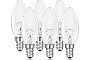 Caldarax Ampoule Bougie E14 Dimmable 230V, Flamme Bougie, 2700K Blanc Chaud, 400LM, E14 Petit Culot à Vis, C35 Transparent, Ampoules Décoratives, Pour Lustre, Lampe de Bureau, Pack de 6