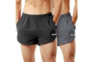 TENJOY Herren Laufshorts Gym Athletic Workout Shorts für Männer 7,6 cm Sportshorts mit Reißverschlusstasche