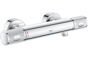 GROHE mitigeur robinet thermostatique douche Precision Feel, montage mural, indicateur de température, poignées moletées, filtres intégrés, rosaces incluses, chromé, 34790000 (Import Allemagne)