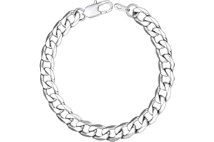 ChainsHouse Curb Bracelet Men Women Stainless Steel Link Bracelet 6/8/13 mm Wide Curb Chain Bracelets 19/21/23 cm Cuban Chain Bracelet Bangle Bracelet for Birthday