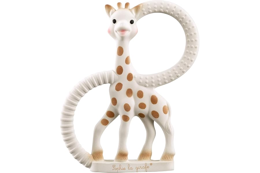 Sophie la girafe Baby Teething Ring, 100% Natural Rubber Phthalate-Free Easy to Grip Baby Teether, Suitable for Newborn Babies - Fresh Touch Box