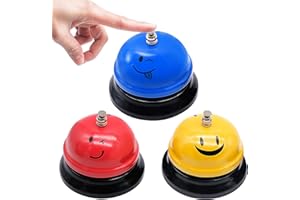 BLLREMIPSUR 3 Pieces Call Bells Service Bell, Small Desk Bell Metal Hand Bell for Counter Reception Restaurant Dinner Office Hotels
