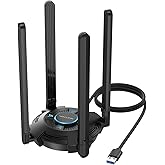 WAVLINK Clé WiFi 6E Puissante AX5400, Adaptateur Réseau sans Fil avec 2,4/5/6GHz, Pilote intégrék, Antennes 4 * 5dBi, Windows