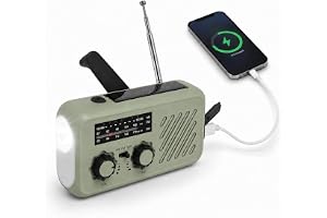 BOROCO Akut Solradio, Självdriven Vevradio med LED-Ficklampa, SOS-Larm, AM/FM Väderuppladdning av , med USB (XLN-297WB)