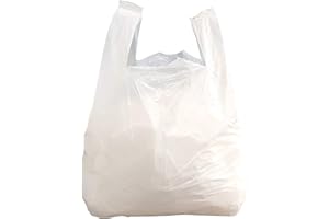 PHAROS INDUSTRIAL White Plastic Carrier Bags Vest Carrier Bags - Eco Friendly Recycled Strong White Plastic Bags (100, 12"x18"x24")