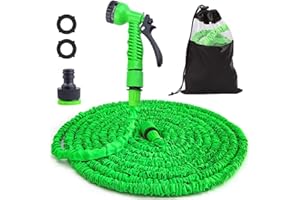 HELHOM Expandable Garden Hose Water Pipe - Flexible Water Hose with 7 Function Spray Nozzle, Outdoor Magic Water Pipe for Gardening Lawn Car Pet Washing, Expandable Hose Pipe Spray Gun