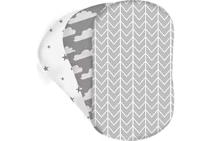 Bear's Little Fish- Spannbetttuch für die Wiege - 3er-Pack aus 100% Atmungsaktiver Baumwolle für Junge und Mädchen, Passend für die Meisten Bettlakenunterlagen (Grau)