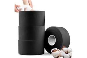 ANAMPION Zinc Oxide Tape - 4 Rolls 3.8cm x 10m Cohesive Bandage Flexible Breathable Wrist Finger Tape Easy Tear Athletic Sports Tape for Jiu Jitsu, Bouldering, Rock Climbing, Climbing & Golf (Black)
