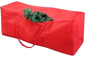 DUDSOEHO Weihnachtsbaum Aufbewahrungstasche – Weihnachtsbaumtasche mit robusten, verstärkten Griffen und Reißverschlüssen, 121 x 37 x 51 cm (rot)