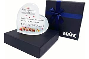 WOSHIDEFA Anniversary Wedding Gifts for Women Laser Crystal Glass Heart Romantic Gift for Her Wife Couple Friends Parents