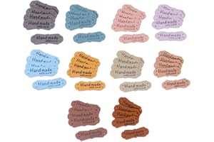 XPEX 50 Pièces d'Étiquettes en cuir faites à la Main, Étiquettes Fait Main,Étiquettes en Cuir Tissé Microfibre, Étiquettes Cousues à la Main pour Sacs à Main Tissés (10 couleurs)