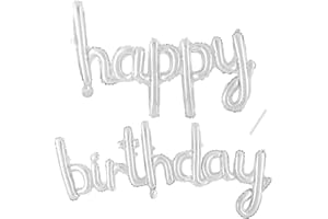 MACLUNAR Happy Birthday Banner,Argenteo Palloncino in Alluminio,Decorazione per feste di Compleanno, per Bambini, Uomini e Donne