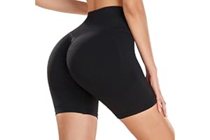 Somdiffy Pantaloncini Palestra Donna Leggins Corti a Vita Alta Butt Lift Pantaloni Corti Sportivi Push Up Scrunch Shorts Leggins Donna Fitness