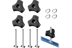 HEEDPEIUR 4PCS M8 T Slot Nut T Bolts Knob Set T-Track Bolt Knobs Clamping Screw Knob T Slot Bolt Plastic Triangle Head Knob Handle for Secure Fastening in Woodworking Workbench Jig Home Improvement Creative DIY