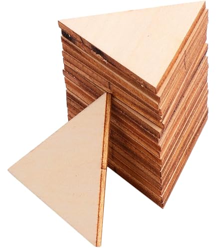 60 Stück Dreieck-Holzscheiben Zum Basteln – 5x5x0,3 Cm, Natur – Für Malerei & Deko