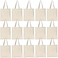 Jillmo Canvas Tote Bags Bulk, 12oz Plain Blank Tote Bags for Crafts (15 Pack), Nature, 15 Pack