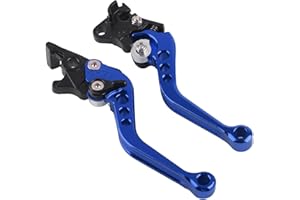 KEENSO 2pcs Leviers D'embrayage de Moto Levier Frein embrayage Poignée De Frein Moto Maître-Cylindre en Alliage d'Aluminium(Bleu)