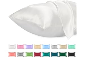 Lirex 2 Paquetes Funda de Almohada Satén 40x70cm, Suave como una Funda Almohada Seda, Fundas con Cierre de sobre, Protege Cabello y Piel, Certificado Oeko-Tex, （Blanco）