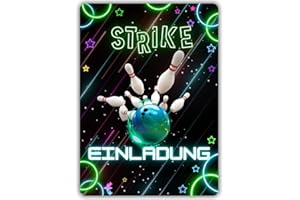 ‎CELEBR8TE celebr8te 12x grüne Bowling Einladungskarten - Für den Kindergeburtstag von Jungen & Mädchen - Coole Partyeinladungen für Geburtstage inkl. Messenger Bild & Urlaubsgutschein