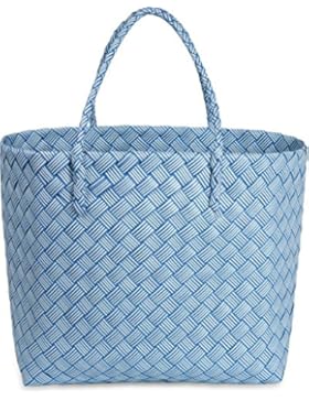 Einkaufskorb Shopper geflochten aus Kunststoff - robuster Strandkorb aus wasserabweisendem Material