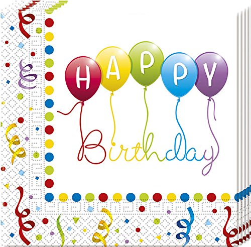 52-teiliges Party-Set Happy Birthday Streamers – Motiv: Luftballons – Teller Becher Servietten für 16 Kinder - 4