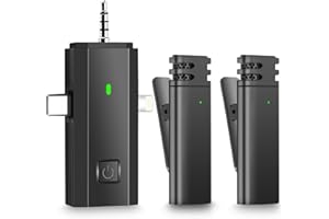 Ozonlife 3-en-1 Micro Cravate sans Fil pour Smartphone/PC/Caméra, Réduction du Bruit, Mini Wireless Lavalier Lapel Mic Professionnel pour Vlog, Interview, Live Streams (pour i-OS/Type-C/3.5mm)