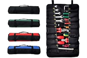 AOBLOK Bolsa de rollo de herramientas con 38 bolsillos, bolsas de herramientas plegables, bolsa de almacenamiento de herramientas en rollo, rollo de destornilladores para uso en exteriores (azul)