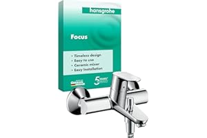 hansgrohe Focus - bateria wannowa natynkowy do 2 odbiorników, armatura łazienkowa z długością wylewki 18 cm, jednouchwytowy kran wannowy, chrom, 31940000