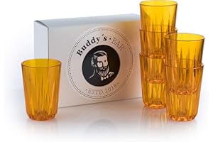 BUDDY´S BAR Buddy's Bar - 6er-Set massive Tritan-Kunststoffbecher 0,15 Liter, BPA-frei, Glasoptik, unzerbrechlich, wiederverwendbar und spülmaschinenfest, 150 ml, Farbe orange