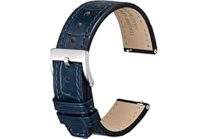 Anbeer Bracelet de montre en cuir italien gaufré en grain d'alligator, bracelet de rechange en cuir de veau à dégagement rapide,largeur du bracelet 18mm 20mm 22mm 24mm