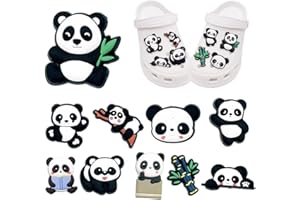 KEQAR 10er Pack Panda Crocs Schuh Charms, Cartoon PVC DIY Schuhblumen Stecker, Schuh Dekoration für Erwachsene und Kinder