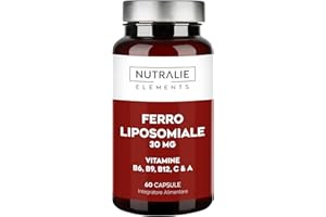 Ferro Liposomiale 30mg Stanchezza e Affaticamento - Con Vitamina C, B12, Acido Folico, A e B6 - Integratore di Ferro - 60 Capsule Liposomal Iron Nutralie