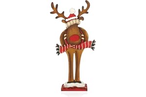 COM-FOUR® Dekoracyjny stojak na Boze Narodzenie - renifer XL wykonany z drewna do postawienia - Swiateczny stojak do dekoracji i rozdania (01 sztuka - renifer 35cm)