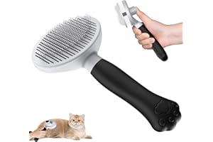 Zivacate Brosse pour Chats et Chiens [Poignée Ergonomique & Nettoyage en un Clic & Design Breveté] Brosse Auto-nettoyante pour Chiens/Chats/Lapins à Poils Courts et Longs (Noir)
