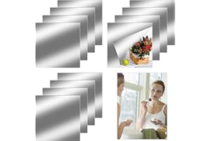 AOOGON Samoprzylepne lustro do płytek, 12 sztuk, 20 x 20 cm, elastyczne dekoracja ścienna, bezramowe akrylowe