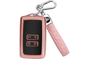 FT FUNTOR for Renault Key fob Cover,4-button Silicone Keycase,360 Degree Car Key Case Protector with Keychain Compatible with Espace 5/Master Bus/Talisman/Kadjar/Captur¡­ (B-Pink)