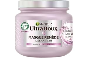 Garnier Ultra Doux - Masque Lissant Douceur & Brillance à l'Infusion d'Eau de Riz - Cheveux Rebelles et Indisciplinés - 340 ml